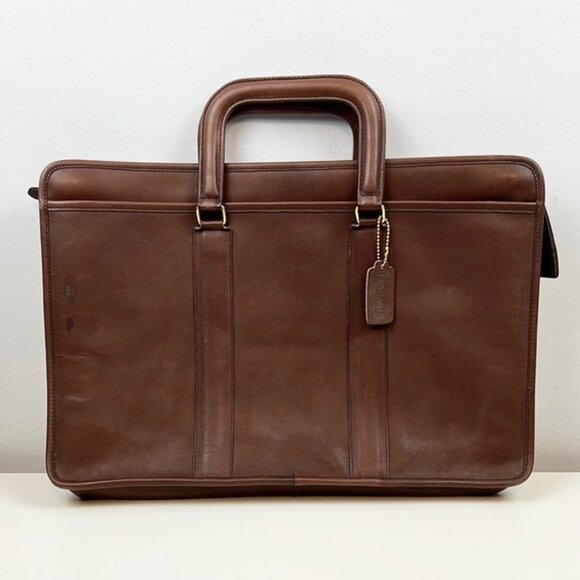 Vintage Coach USA Mahogany Leather Top Handle Office Work Briefcase Bag